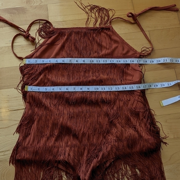 FASHION nova part crasher fringe romper copper brown size XL @L1 - Picture 10 of 11